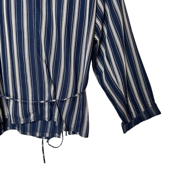 J. Crew Navy Striped Women’s Wrap Front Light Weight Jacket Sz 2x - Picture 10 of 10